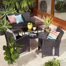 4 Piece Wicker Look Conversation Set Black Kmart Patio Furniture Clearance Patio Furniture Outdoor Furniture Nz