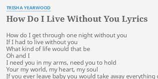Baby, you would take away. How Do I Live Without You Lyrics By Trisha Yearwood How Do I Get