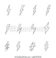 Looking for more outline clipart lightning bolt outline clip. Outline Stroke Lightning Bolt Icon Set Simple Icon Storm Or Thunder And Lightning Strike Isolated Canstock