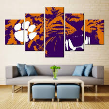 Clemson Tigers Ncaa Football 5 Panel Canvas Wall Art Home Decor Canvas Wall Decor Wall Canvas Clemson Art
