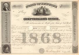 State Of New York Comptroller S Office 1868 Stock Certificates Nice Certificate History Facts