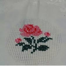 Etamin Dertsiz Masa Ortusu Bordado Ponto Cruz Rosa Ponto Cruz Toalhas Bordadas