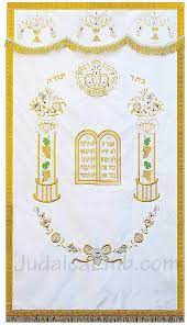 Those who have sinned die. Parochet With Pillars And Luchot 10 Commandments Jewish Art Embroidery High Holidays