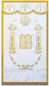 Those who have sinned die. Parochet With Pillars And Luchot 10 Commandments Jewish Art Embroidery High Holidays