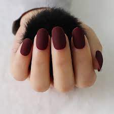 Wine Red Full Cover Matte Matte Nails Wine Red Matte Fake Nails Red Matte Nails Matte Nails Design Fake Nails