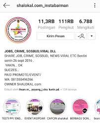 Temukan info lowongan kerja / pekerjaan magang, mahasiswa, kerja sampingan terbaru yang bisa kamu apply. Follower Tembus 111 Ribu Ini Ternyata Yang Kelola Shalokal Com Instabaiman Berita Banjarmasin Situs Berita Data Referensi Warga Banjarmasin