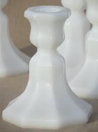 Fenton hobnail milk glass footed bowl w/ ruffled edge, candy dish / centerpiece for flowers. Vintage Milk Glass Candlesticks Lot Low Candle Holders Tall Candlesticks