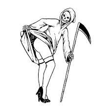 In many cultures, it is often depicted as a robed figure with a long scythe. Pin By Strychnine On Parallel Travellers Reaper Tattoo Tattoo Flash Art Grim Reaper Tattoo