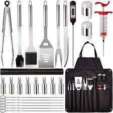 Amazon.com: XXXH Portable 26pcs Barbecue Tool Sets Stainless Steel  Heat-Resistant BBQ Tools Combination with Apron Storage Bag Barbecue  Accessories : Patio, Lawn & Garden