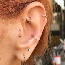 My Wonderful Client Bobbie S Left Ear Completed For Now All Piercings Healed And The Double Tragus Cool Ear Piercings Ear Piercings Chart Cute Piercings