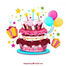 Birthday Cake And Balloons And Gifts Pin On Birthday Greetings