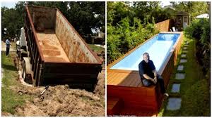 Architect Built A Luxury Diy Pool In His Backyard Using Only A Dumpster Diy Pool Homemade Swimming Pools Diy Swimming Pool