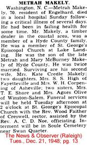 Hyde Co., N.C. Obituaries