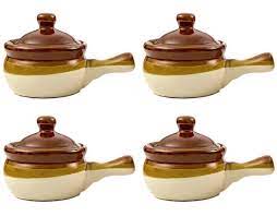 Set of 4 rim soup bowls 9 1/2 222 fifth fine china maharana green red paisley. Home Soup Bowls 15 Ounce Gibson French Onion Soup Crock Bowls With Handles Set Of 4