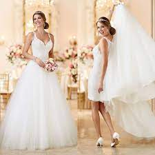 Two Gowns In One 26 Fashion Forward Convertible Wedding Dresses You Ll Love Convertible Wedding Dresses Short Wedding Dress Wedding Dresses