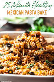 25 Minute Healthy Mexican Pasta Bake Mexican Pasta Ground Turkey Pasta Recipes Mexican Pasta Bake