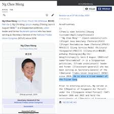 Wah lao 🤣🤣 Some body actually edited Ng Chee Mengs wikipedia page to say  “he is a triad member of the Fujian gang” 😳 Nothing to say 🙃