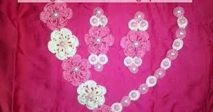 كيفية كروشيه صدر قندورة الدار بالصور خطوة بخطوة خياطة و تفصيل Crochet Necklace Diamond Bracelet Necklace