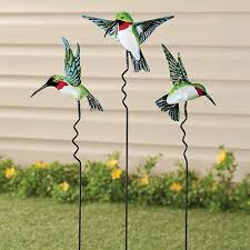Metal Hummingbird Yard Stake Set Of 3 Lawn Planter Garden Decor Outdoor Ebay Metal Garden Art Lawn Art Hummingbird Garden