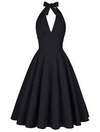 Backless Plunge Halter Vintage Swing Skater Party Dress With Images Necklines For Dresses Halter Style Dress Vintage Halter Dress