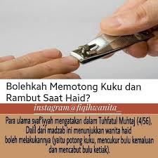 Adapun yang wajib dicuci setelah haid apa yang diceritakan dari 'atha maknanya ialah bahwasanya orang junub tidak dimakruhkan memotong rambut dan kukunya ketika dia junub. Ayuk Ukhty Kita Sama Sama Ber Hizrah Permasalahan Ini Sering Kali Muncul Pada Bnyk Wanita Ttg Hukum Memotong Rambut Kuku Dan Bagian Lainnya Di Masa Haid Muncul Keyakinan Batil Di Kalangan Mrk