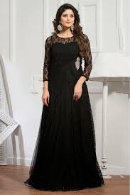 Net Semi Stitched Party Wear Gown In Black Colour Pakaian Pesta Gaun Pakaian Wanita