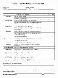 Documenting Employee Performance Template Unique General Performance Evaluation Form In 2020 Employee Evaluation Form Performance Evaluation Evaluation Employee
