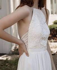 Perfectly Balanced Thanks To A High Neck And A Low Back Wedding Dress Necklines Boho Chic Wedding Dress Halter Wedding Dress