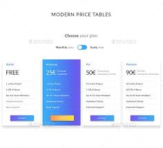 Modern Price Tables Price List Design Table Template Pricing Table