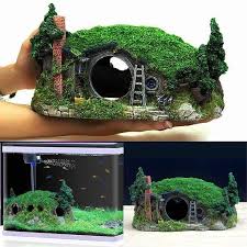 Harz Zwergenhaus Aquarium Futterung Box Aquarium Ornament Dekor Eidechse Schildkrote Terrasse Fish Tank Decorations Fish Tank Themes Cool Fish Tank Decorations