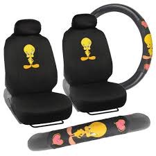 Tweety Bird Front Seat Covers Steering Wheel Cover Gift Pack Looney Tunes Gear Steering Wheel Cover Wheel Cover Seat Covers