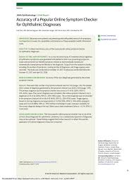 One of the best ways to keep cats healthy and happy is to feed them well. Pdf Accuracy Of A Popular Online Symptom Checker For Ophthalmic Diagnoses
