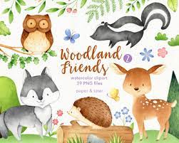 Download Watercolor Woodland Animals 2 Clipart Graphics Forest Baby Animal Clip Art