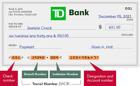 Routing number bank branch details; 19342 004 Transit Number For The The Toronto Dominion Bank In Toronto