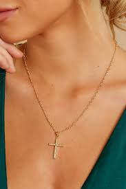 Risen Gold Necklace Cross Necklace Simple Gold Necklace Gold Cross Necklace