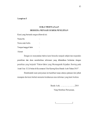 Surat pernyataan bersedia tidak menikah selama menjadi peserta magang. Formulir 1 Surat Pernyataan Bersedia Menjadi Calon Direktur