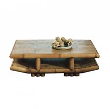 Le piètement couleur nature complète son charme. Table Basse Rectangulaire Bambou Naturel Patine Tao 5529