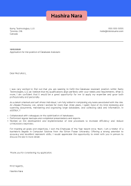 Cover letters aren't always for job applications. Database Assistant Cover Letter Sample Kickresume