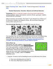 Selective breeding (also called artificial selection) is the process by which humans use animal breeding and plant breeding to selectively develop there are two approaches or types of artificial selection, or selective breeding. Gizmo Evolution Natural Artificial Selection Student Worksheet Pdf Prisella Fernandez Name Date Student Exploration Evolution Natural And Course Hero