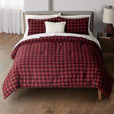 The reverse is a solid color gray. Sonoma Goods For Life Hudson Red Buffalo Check Plaid Duvet Set With Shams