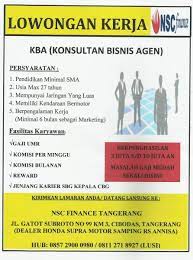 Ide bisnis yang ditawarkan melingkupi industri dalam skala besar, menengah dan home industri, distributor/agen, perdagangan, bidang jasa, dll. Info Lowongan Kerja Ø¹Ù„Ù‰ ØªÙˆÙŠØªØ± Rt Luchiyuna Pt Nsc Finance Membuka Low Sbg Kba Max 2thn Pend Min Sma Area Tangerang Lowongankerja Http T Co Koxvkbagcd
