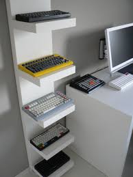 Ceesa S Lack Shelf Keyboard Display Computer Setup Gaming Room Setup Room Setup