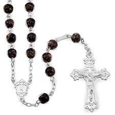 The centerpiece features a st. Rosary Black Gold Glass Beads Sterling Silver