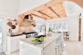 Modern kitchen with dark stain shaker cabinets. 75 Beautiful Farmhouse Kitchen With Metal Backsplash Pictures Ideas July 2021 Houzz