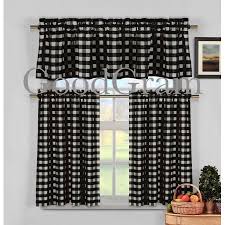 Product title mainstays solid kitchen window curtain tier and valance set, 56 x 36, taupe average rating: Black White Gingham Checkered Plaid Kitchen Tier Curtain Valance Walmart Com Walmart Com