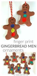 Finger Print Gingerbread Men Ornaments The Imagination Tree Easy Christmas Ornaments Gingerbread Man Activities Christmas Crafts For Toddlers