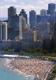 Ready For Summer In Chicago Oak Street Beach Is One Of Chicago S Popular Beaches With Views Of The Chicago Skyline Chicago Travel Milwaukee City Chicago City