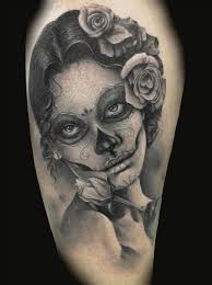 Black And White Realistic Sugar Skull Tattoo Black And White Sugar Skull Tattoo Skull Girl Tattoo Sugar Skull Tattoos Sugar Skull Girl Tattoo