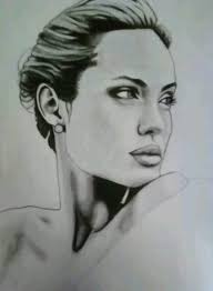Angelina Jolie by Heather Lake #black and white portrait (charcoal pencils)