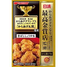 Karaage is japanese style fried chicken, what makes karaage so special is the flavor they putting into the chicken while marinating. Nisshin Karaage Japanese Fried Chicken Flour Roasted Soy Sauce 100g